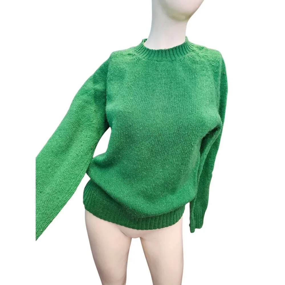 Red Door Ski Shop Green Sweater Womens Medium 38 Vintage 80's Wool Blend - Picture 3 of 8